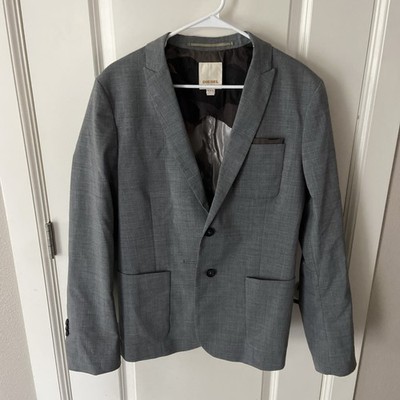 Diesel Sport Coat Mens Large Blazer Jacket Gray Polyester Wool Blend 2 Button