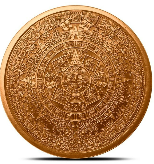 1 oz Copper Aztec Calendar Round .999 Fine Copper