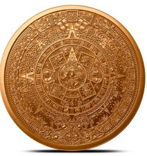 1 oz Copper Aztec Calendar Round .999 Fine Copper