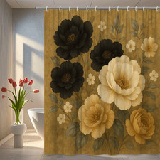 Elegant Black and Cream Floral Shower Curtain for Stylish Bathrooms