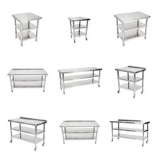 3 Tiers Commercial Stainless Steel Kitchen Food Prep Work Table Bench w/Wheels
