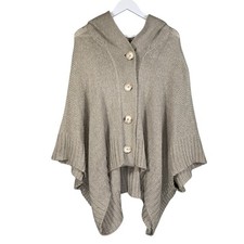 Massimo Dutti Chunky Knit Cardigan Poncho Cape 72" Chest Hooded Mohair Blend