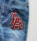 GUCCI⚡️"LA" embroidered patch logo ink stamp faded denim skinny jeans size 25 — photo 2