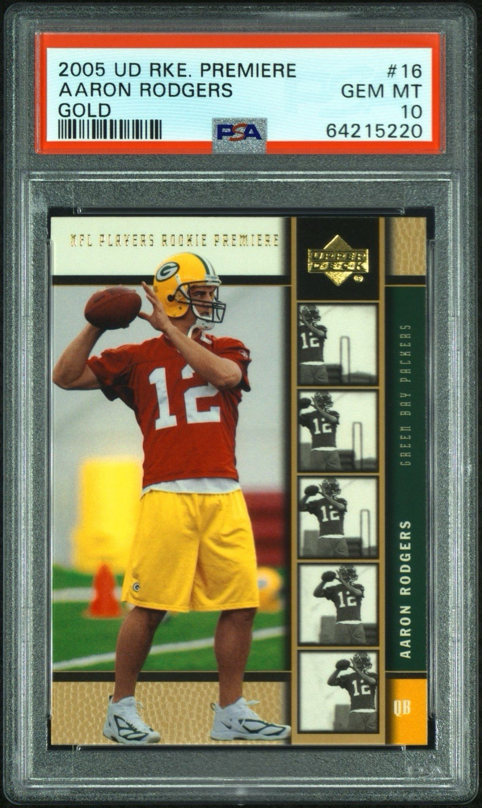 2005 Upper Deck NFL Players Rookie Premiere - Aaron Rodgers #16 Gold (RC)