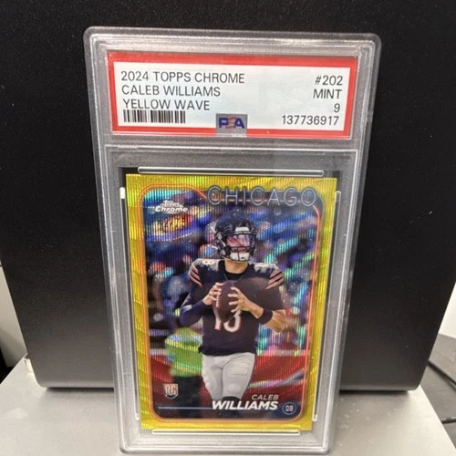 Topps Chrome Caleb Williams #202 Chicago Bears Rookie PSA 9 Yellow Wave /75