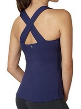 prAna Phoebe Purple Athletic Criss Cross Tank Built-In Bra w/Pads Size Small