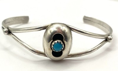 Vintage Southwestern Sterling Silber Turquoise Cuff Bracelet Size 4.5''