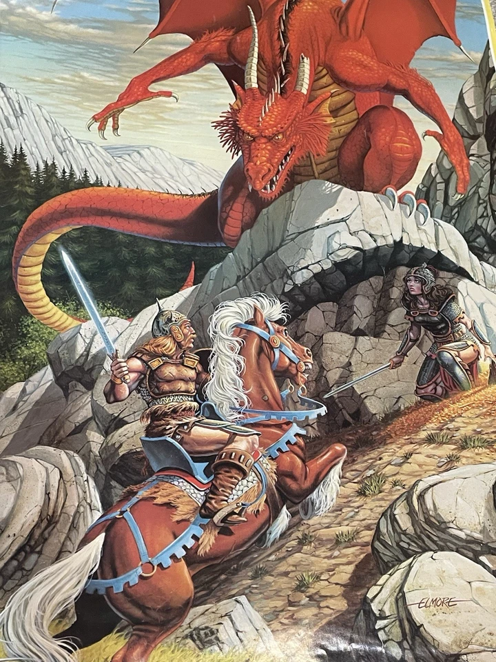 Original Vintage Full Size Dungeons & Dragons TSR Larry Elmore Poster 1984 36x24 - Image 2 of 4