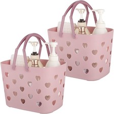 Anyoifax Portable Shower Caddy Tote Plastic Storage Basket with Handle Box