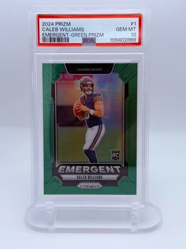 2024 Prizm Caleb Williams Emergent Green Prizm RC #1 PSA 10 GEM MINT