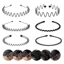 6PCS Metal headbands for Men Headbands Women Wavy Hair bands Spring Hair Hoop Sp