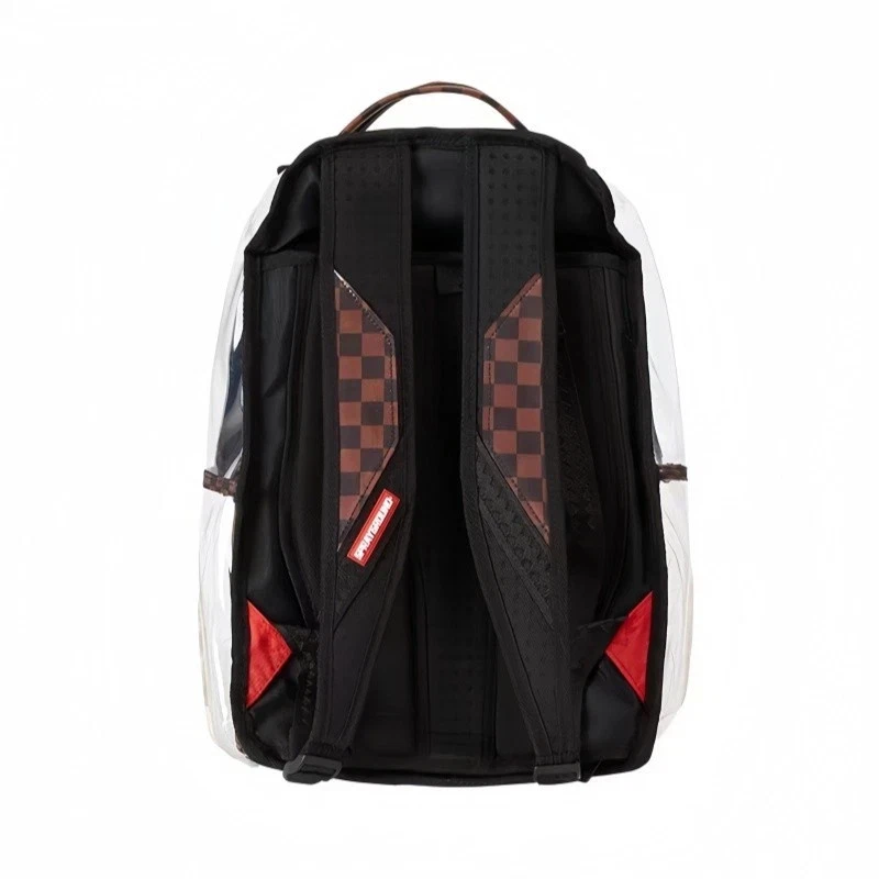 NEW Sprayground 100% Clear Transparent Bookbag Large School Bag Checkered -Brown - Image 4 of 4