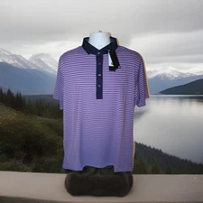 Greyson Polo Shirt Mens XL Natchez Striped Performance Purple Striped NEW $118