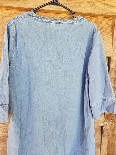 Mazik Womens Blue Denim Chambray Pleated Festival Boho Peasant Size Medium - Picture 8 of 9