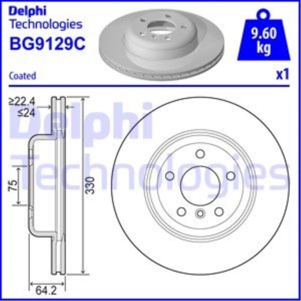Delphi 2X Bremsscheibe Vorne Ø330 Mm BelüFtet FüR BMW 5Er Touring F11 520D 525D-image