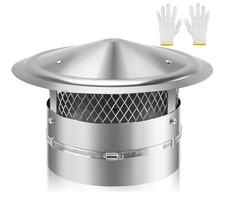8 Inch Round Chimney Cap, 304 Stainless Steel Cone Top Roof Rain with Screen,...