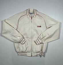 Vintage Case IH Swingster Jacket Mens Large White Red Bomber Logo Made USA 80s