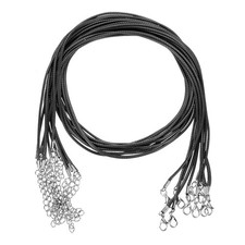 10 Pack 24" Waxed Necklace Cord, 2mm Bracelet Cord with Lobster Clasp Black 