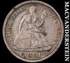 1891 Seated Liberty Dime - Scarce  Better Date  No Reserve  #J8720