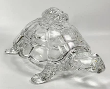 Turtle Candy Dish Bowl Lidded Bohemia Clear Crystal Glass Czech Republic