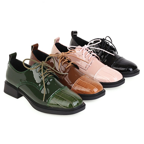 Charol para punta redonda Oxford con Cordones Mocasines Tacón Bajo Zapato De Confort | eBay