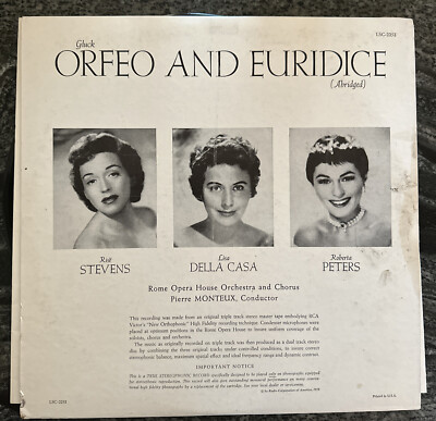 PIERRE MONTEUX ~ Gluck Orfeo and Euridice (Abridged) LSC-2253 1958