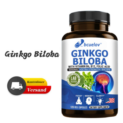Ginkgo Biloba 5000mg 30 - 120 Kapsel Konzentration Gehirn Ginko Gingo Vegan