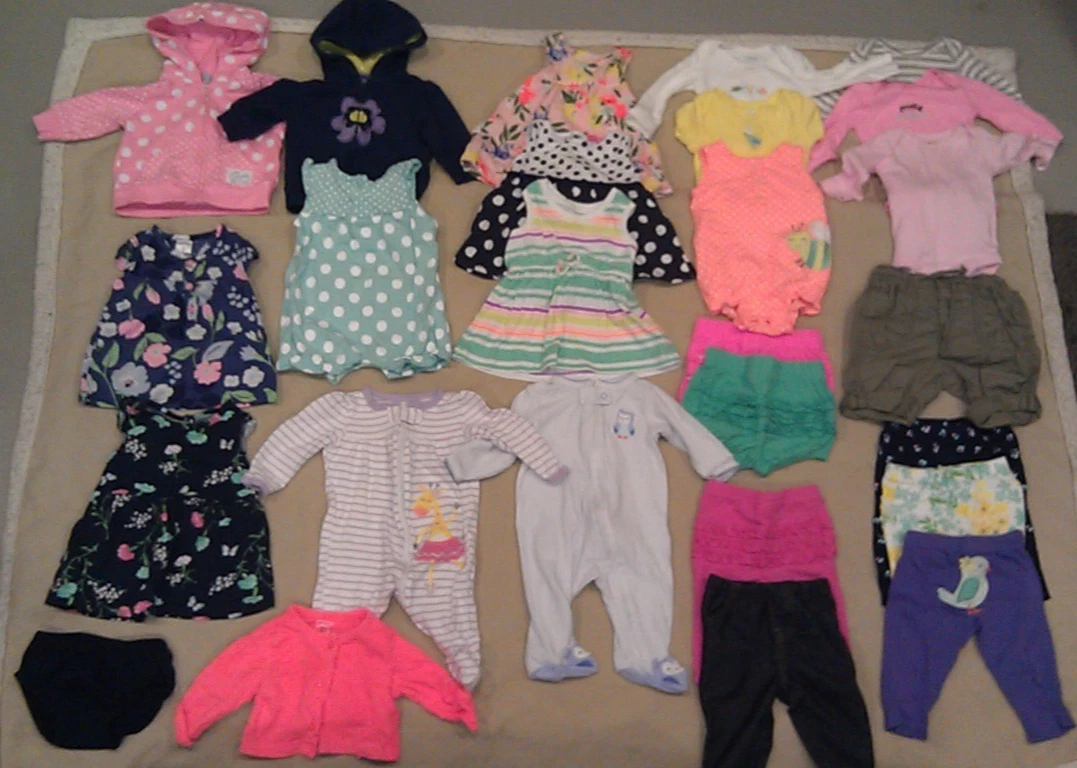 Lot 26 Baby Girls Infant 3 Months Clothes One Pieces Hoodies Pants Shorts CUTE!