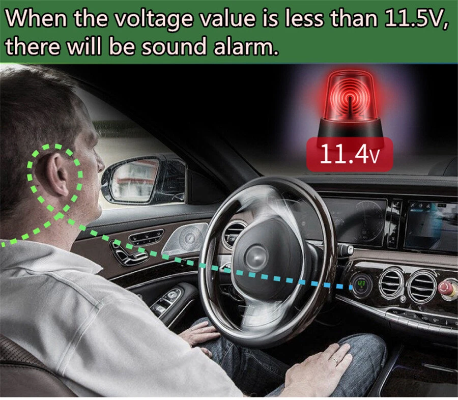 LED Panel Digital Voltage Meter Low Voltage Alarm For Motorbike Car Boat 12V-24V — 第 3/4 张图片