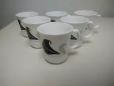 Corning Ware Set of 6 Coffee Cup M' Wave OK D Handle Embossed Green Black Waves