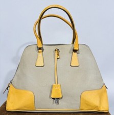 RARE Prada Canapa Cinghiale Canvas Satchel Bowler Bag Italy w/ Lock & Key