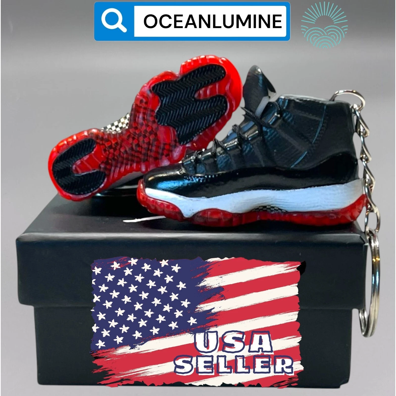 Porte clés Jordan 3D Mini Sneaker de la meilleure qualité, boîte à chaussures, boîte d'affichage option