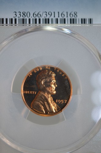 PR66RD 1957 RED LINCOLN WHEAT PENNY PCGS GRADED 1C PROOF CAMEO LOOK LIKE COIN - Picture 3 of 9