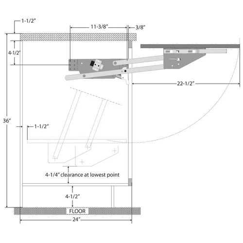 Heavy Duty Mixer Appliance Lift Mechanism For A 15" Cabinet Opening + Wood Shelf - Picture 5 of 6