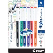 Pilot Marker Pen Frixion Fineliner 0.7 mm Assorted Erasable, Pack of 6 12414