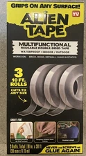 Alien Tape Double Sided Tape (3) 10 Ft Rolls Waterproof Indoor Outdoor