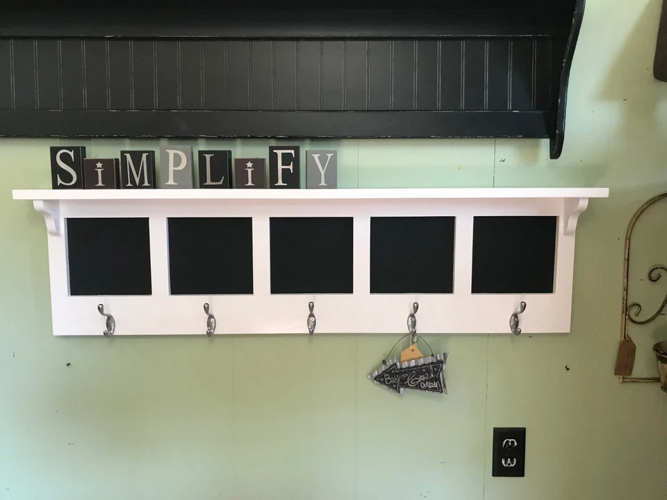 Centro de mensajes pizarra con ganchos para abrigos pasillo tablero de mensajes y perchero 48 Foto 4 de 4