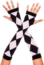 Music Legs Diamond Design Elbow Length Fingerless Arm Warmers