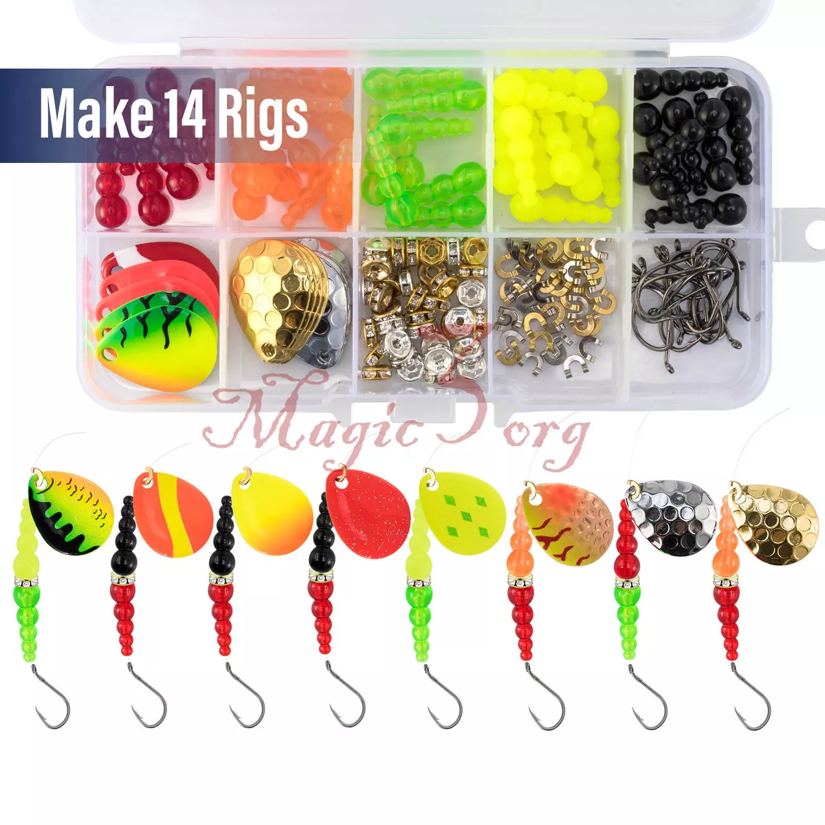 164pcs Inline Spinner Making Kit Colorado Blades Hooks Trout Lure Trolling  Rig