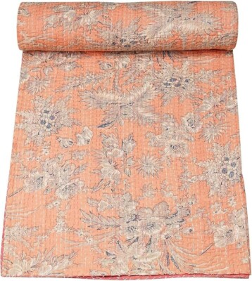Indian Handmade hand Block print King Size Cotton kantha Quilt Bedspread Blanket