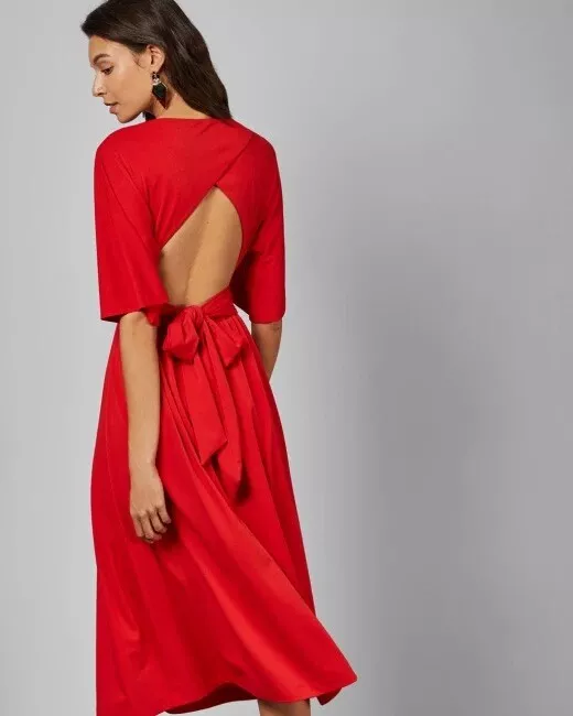 ted baker london dress cross over wrap midi dress red size 5