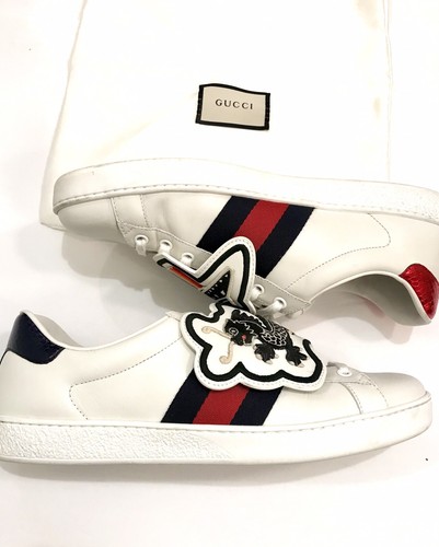 GUCCI Scarpe da ginnastica ACE UFO/DRAGO Patch LUSSO ci IN PELLE BIANCA 9  MADE IN ITALY | eBay