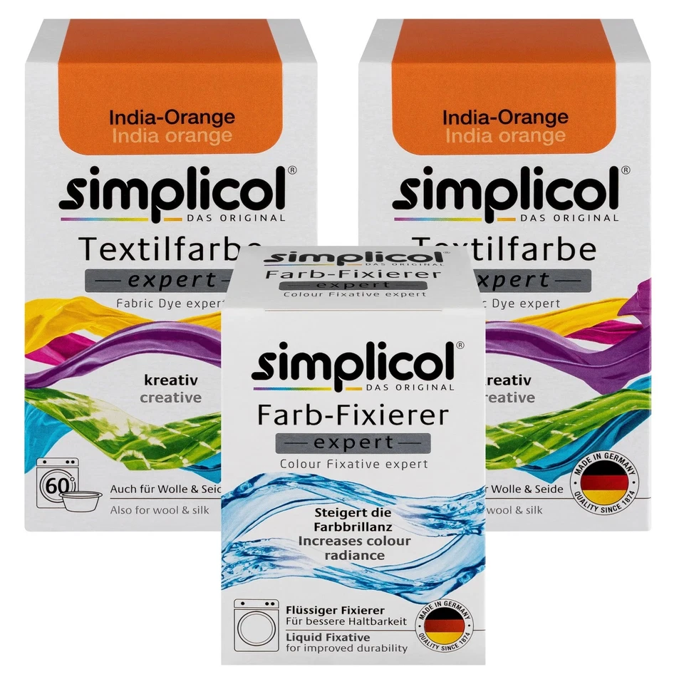 Simplicol Peinture de Textile Expert 2x Couleur Indien Orange pour 600g Tissu