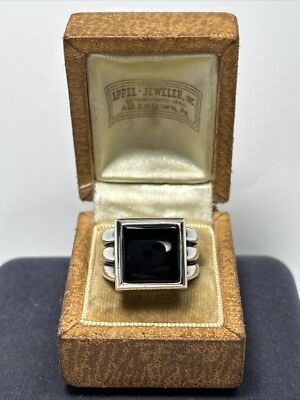 Retired James Avery Sterling Silver Square Black Onyx Heavy Chunky Ring 
