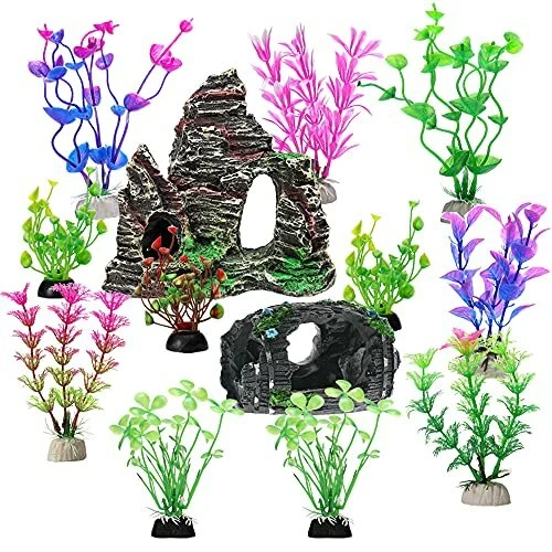 Fish Tank Accessories Aquarium Decorations Rock Plants 13 Packs Fish Tank  Decor