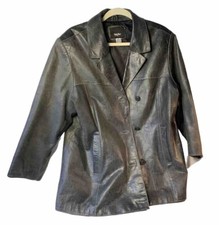 Black Leather 1x Plus Petite (shortened Sleeves) Car Coat Jacket
