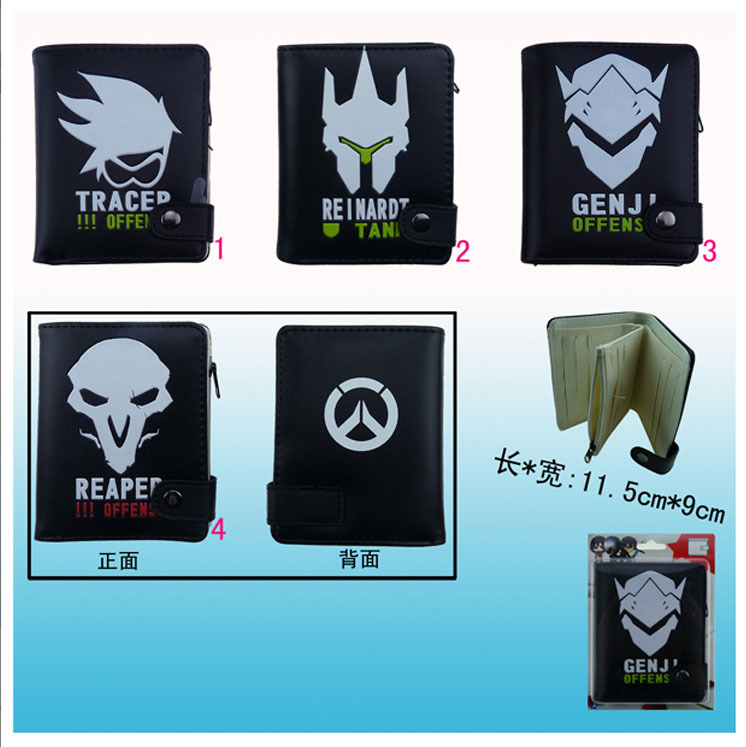 USA Overwatch OW Black Anime Logo Tracer, Reinardt, Genji, Reaper Wallet