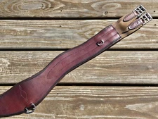 MALLORY'S HARNESS Brown Padded Anatomic English Hunter Jumper Girth - 48" - EUC!