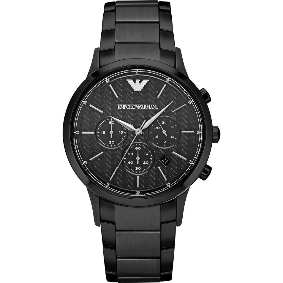 NEW EMPORIO ARMANI AR2485 MENS BLACK WATCH - 2 YEARS WARRANTY