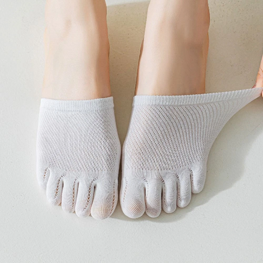 Solid Color Toe Separator Socks Five Finger Socks Mesh Half